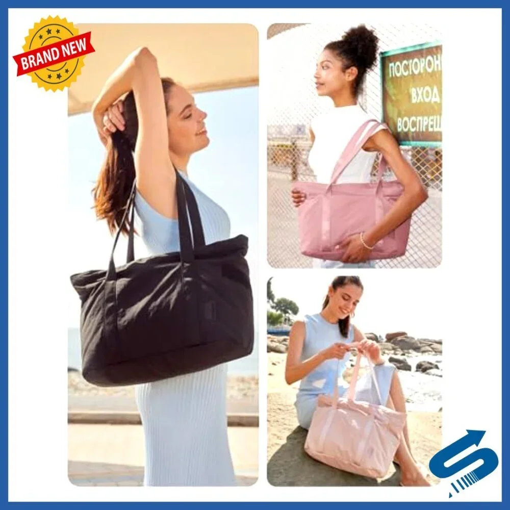 Large Capacity Tote Bag with Zipper Lightweight Nylon Gym Work Travel Shoulder